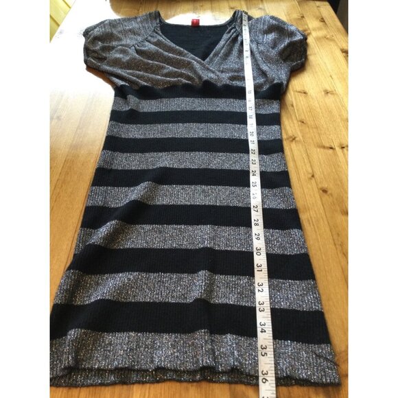 Apple Bottoms Metallic Knit Striped Dress V-Neck Empire Waist - Picture 9 of 9